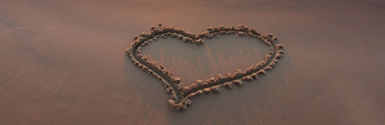 a Valentine's heart on the beach in Kill Devil Hills