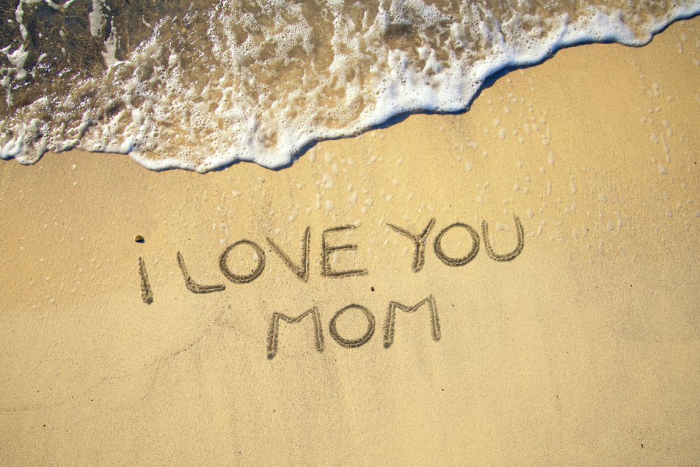 Mother's Day message in the sand near the Sea Ranch