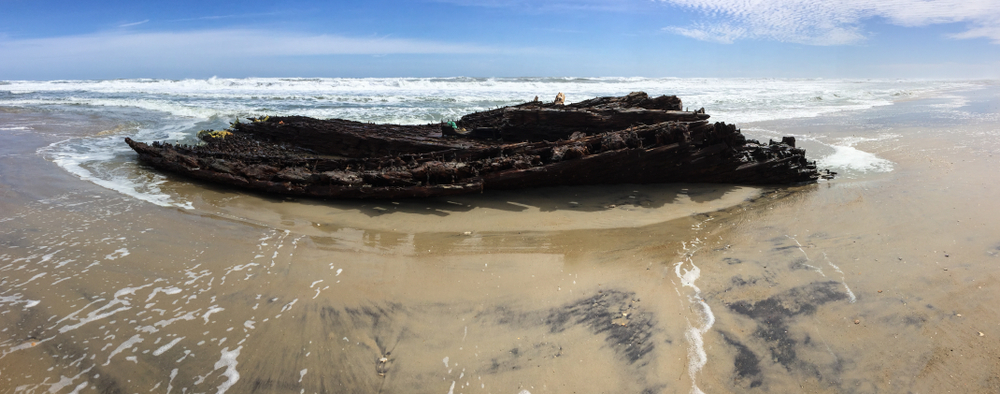 Outer Banks shipwrecks on the beach