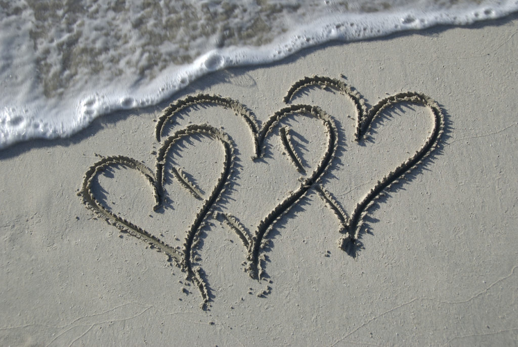 Hearts in the sand at the sea ranch resort, valentine's day hearts obx