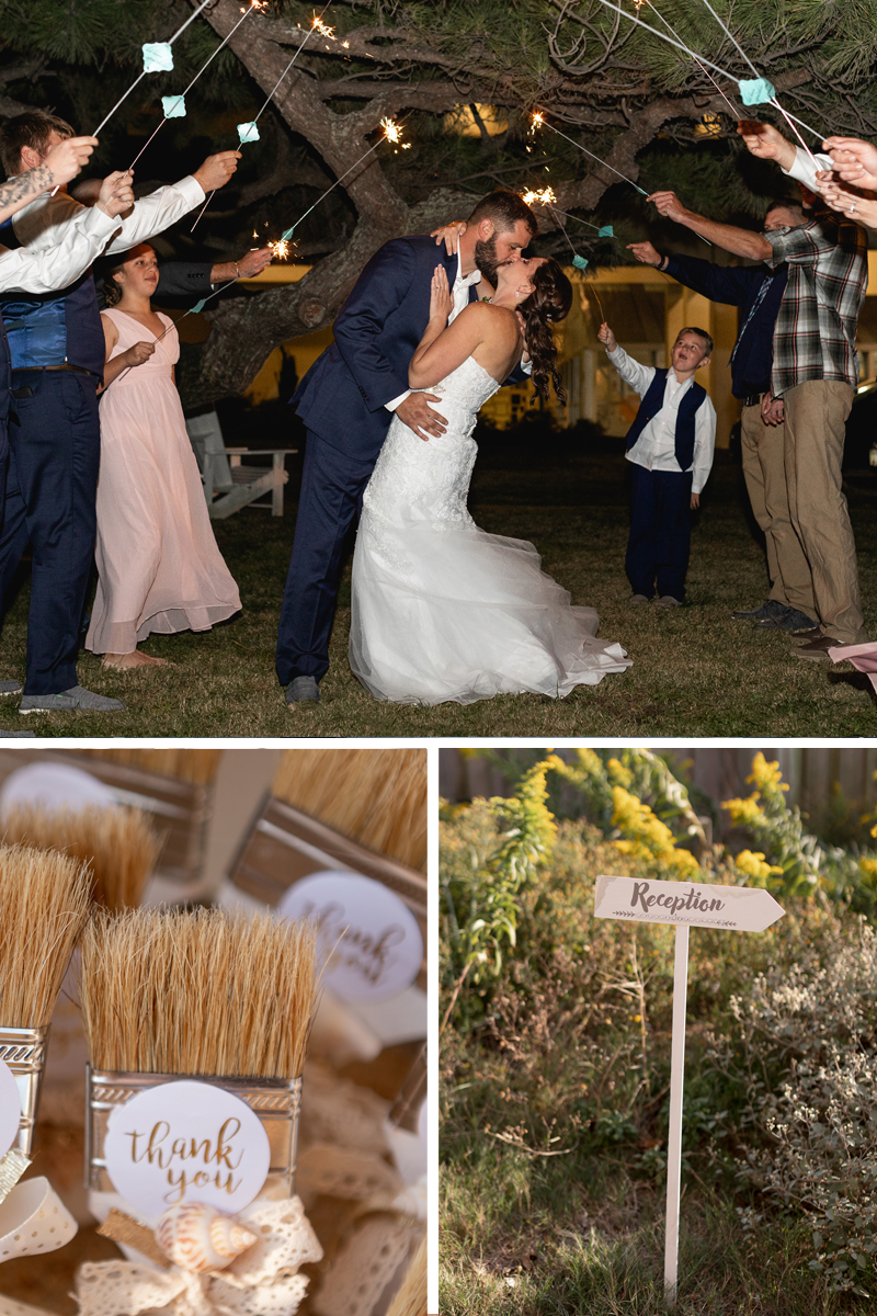 This couple with bowtie and wedding dress during an OBX Beach wedding