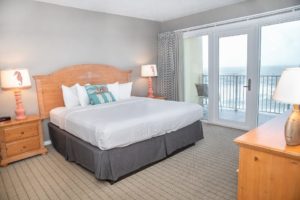 A guestroom at an Outer Banks to map out a lighthouses tour in.