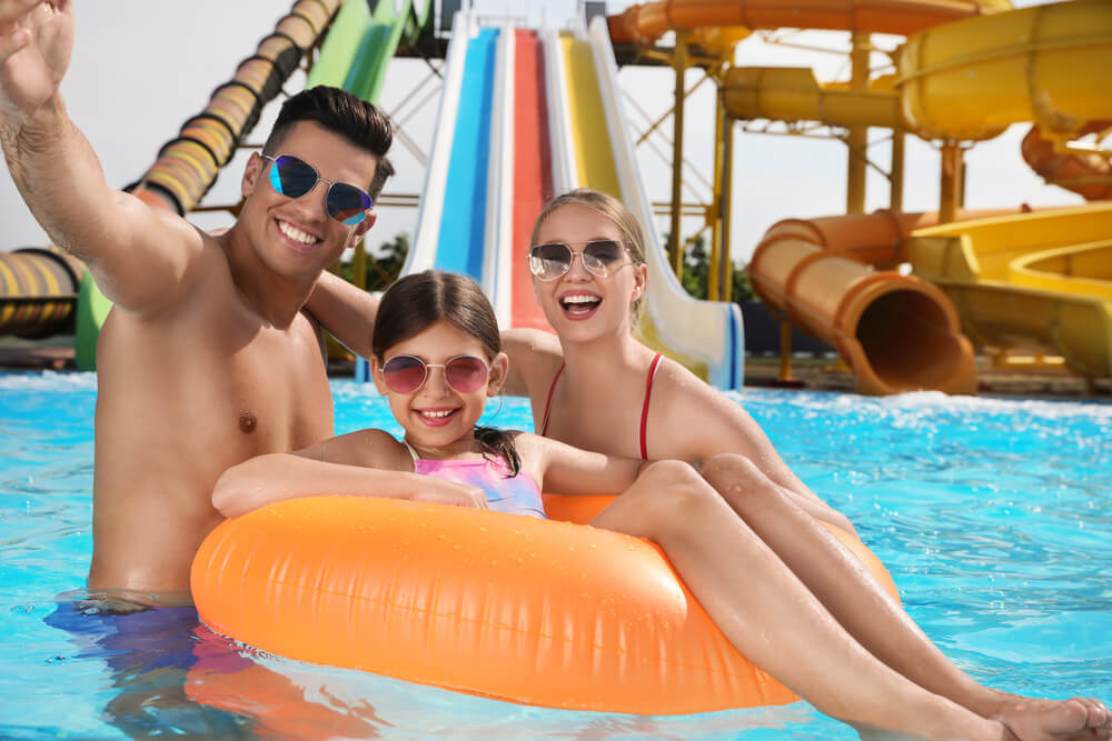 A family at the waterpark, one of the best things to do in the Outer Banks with kids.