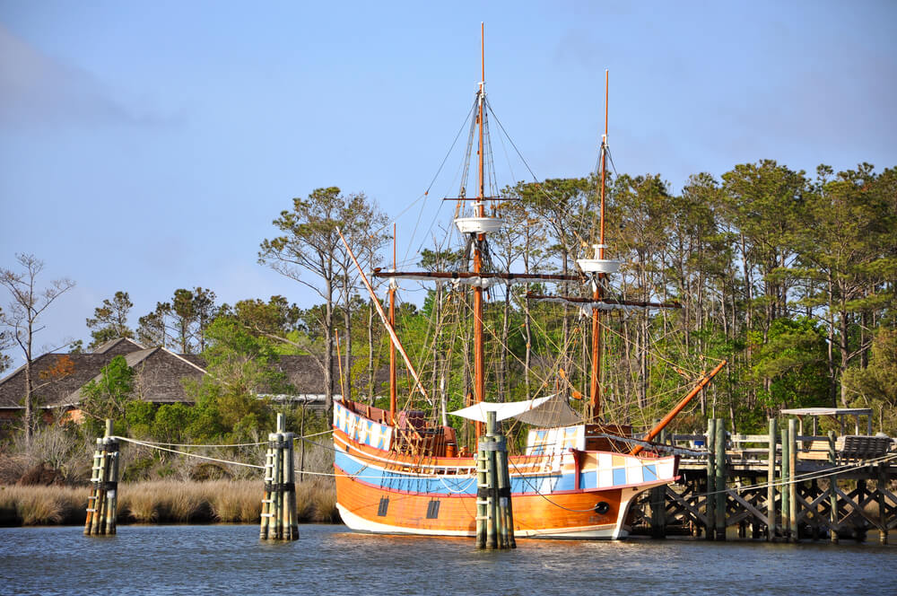 A replica ship at a Roanoke Island attraction, one of the top things to do and see here.